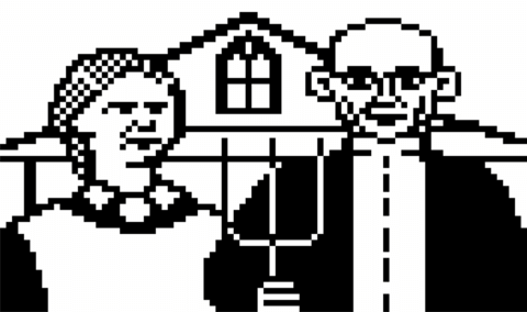 Pixel American Gothic Coloring Page